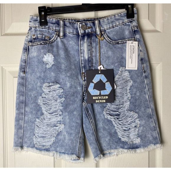 indigo rein distressed‎ Super High Rise denim shorts Size 1 - Picture 1 of 7